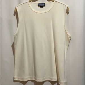 LANDS END WINTER WHITE KNIT SHELL TOP SZ L 14/16